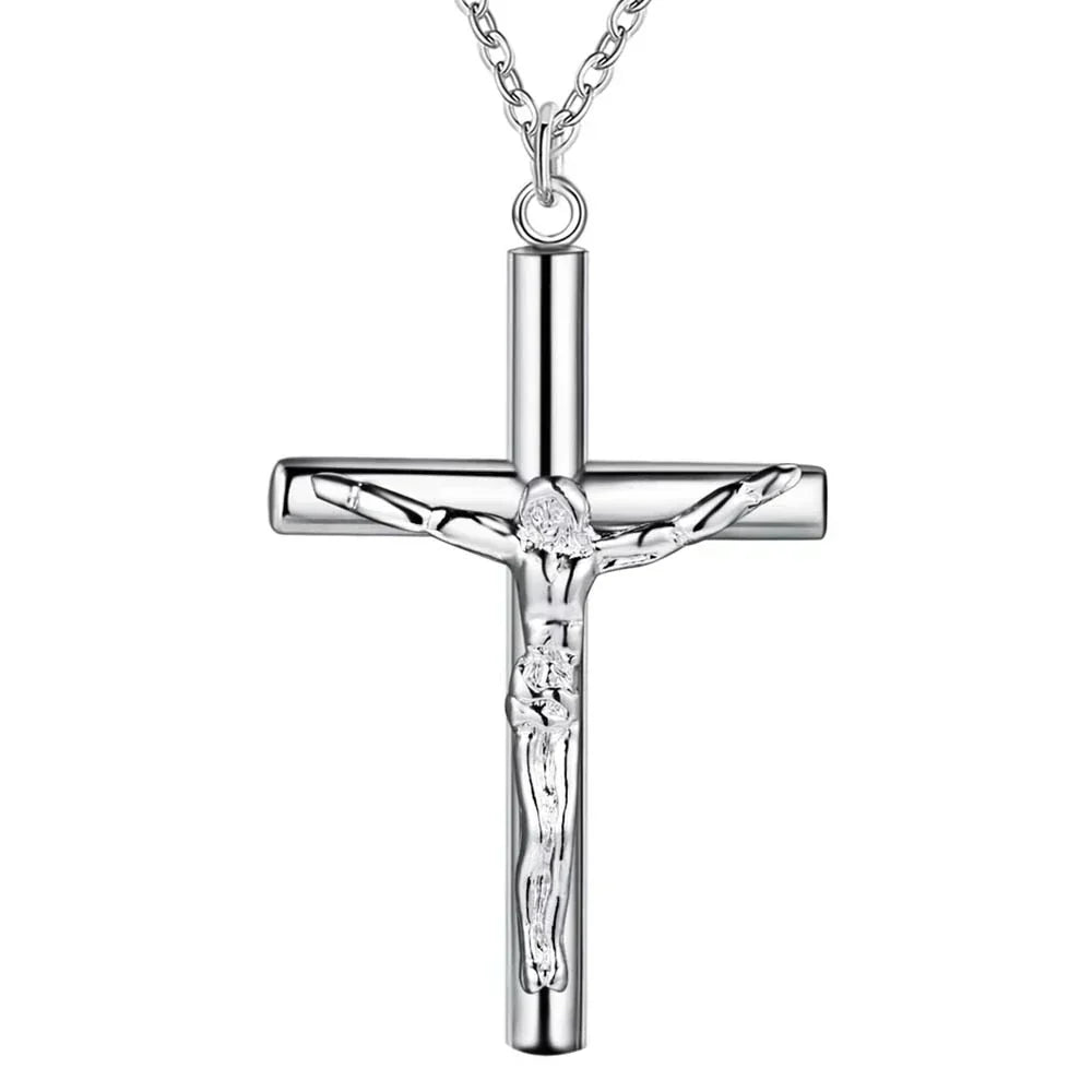 Silberne Jesus Kreuzkette